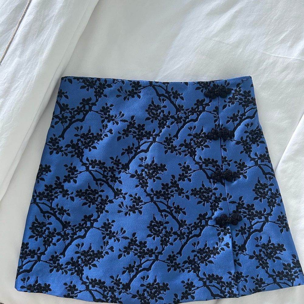 Zara Blue and Black Mini Skirt